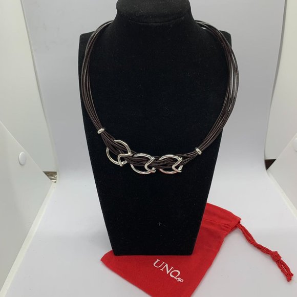 UNO de 50 STEPBYSTEP BRACELET + STEPS Necklace  Brown Leather Strips - Picture 12 of 17